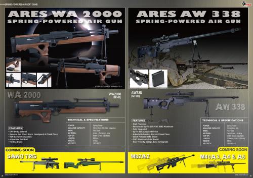 снайперская винтовка ARES WA 2000 и AW 338 Анонсируются новинки: SACO TRG, M82A2, M40A3, M40A4, M40A5