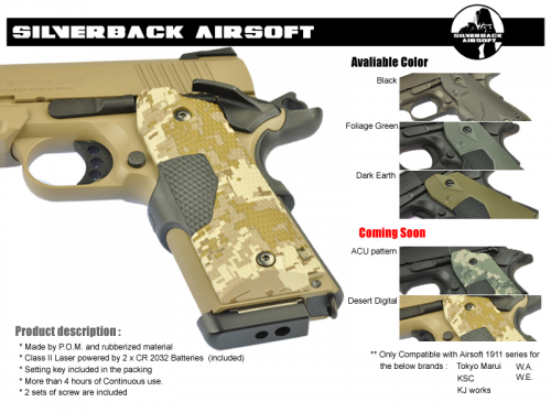накладки с ЛЦУ от Silver Airsoft для страйкбольных пистолетов серии Colt 1911 накладки с ЛЦУ от Silver Airsoft для страйкбольных пистолетов серии Colt 1911