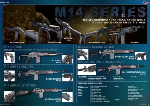 M14-серия (M-14 SOPMOD, M14-EBR-Standart, M14-EBR-Solod stock, M14-EBR-Folding Stock, M14-EBR-Retracctable stock) ARES страйкбольное оружие