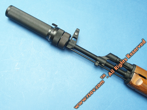 Прибор для беззвучной и беспламенной стрельбы ПБС-1 на автомате калашникова АКМ