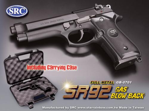 страйкбол газ блоубэк пистолет Beretta M92 от SRC, Star Rainbow Company