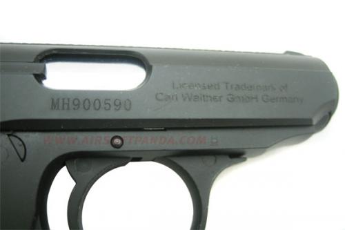 окно экстракйии гильзы и маркировки Walther PPK/S страйкбольный китайский пистолет