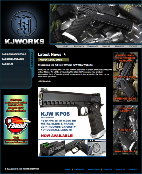 сайт производителя страйкбольного оружия KJW Usa